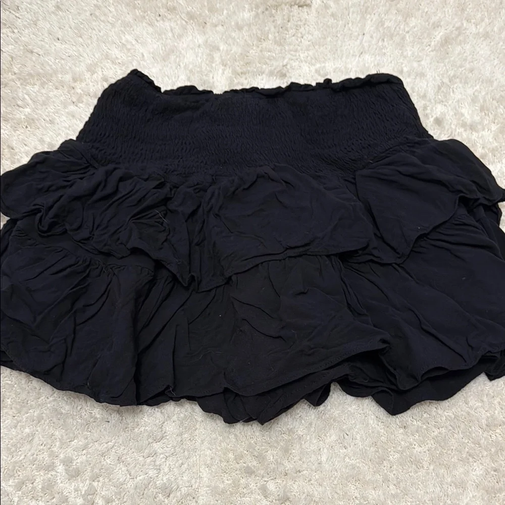 Black Ruffled Mini Skirt